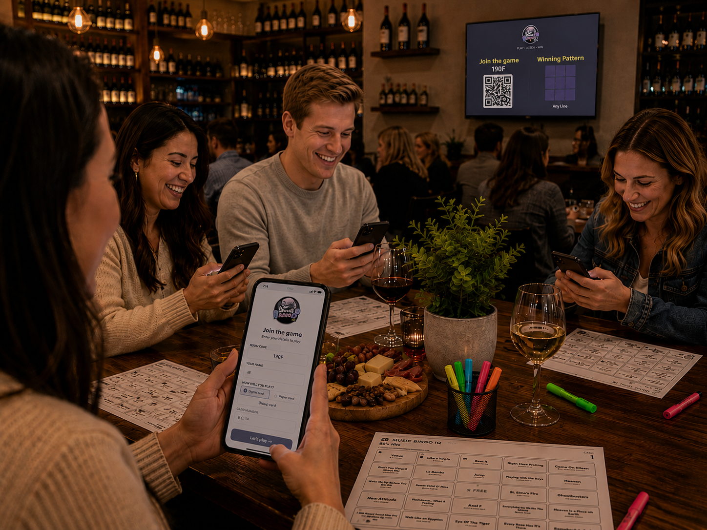 Players on phones
